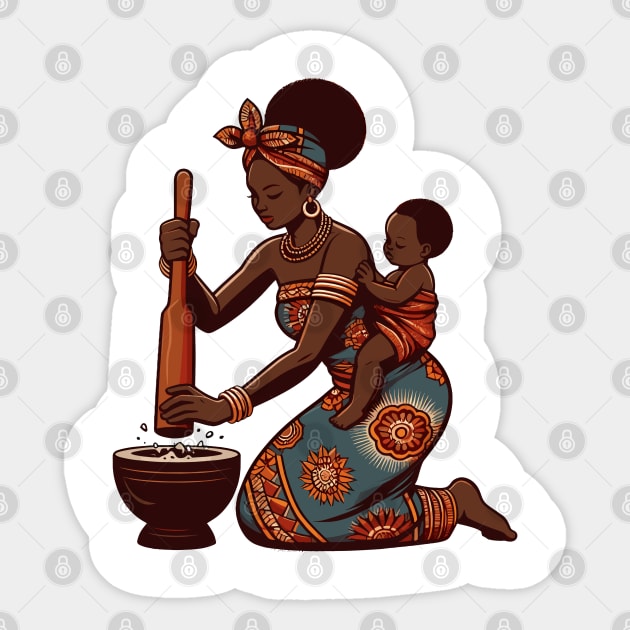 Afrocentric Mother And Baby Sticker by Graceful Designs